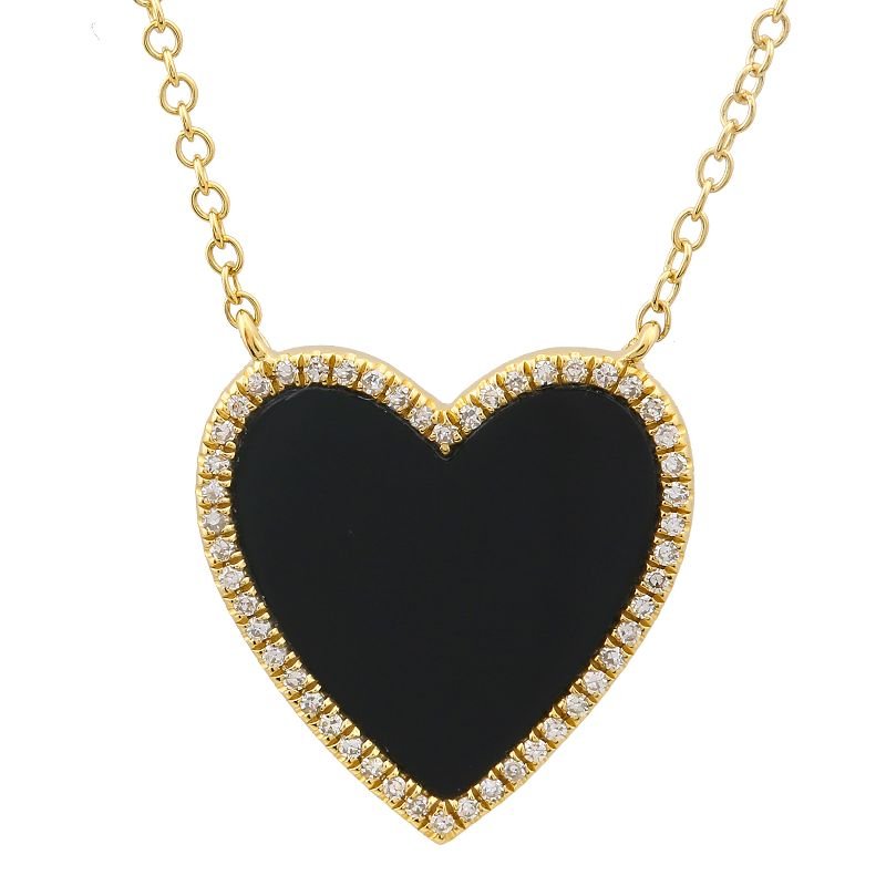 Jai's 14K Yellow Gold Diamond & Onyx Heart Necklace
