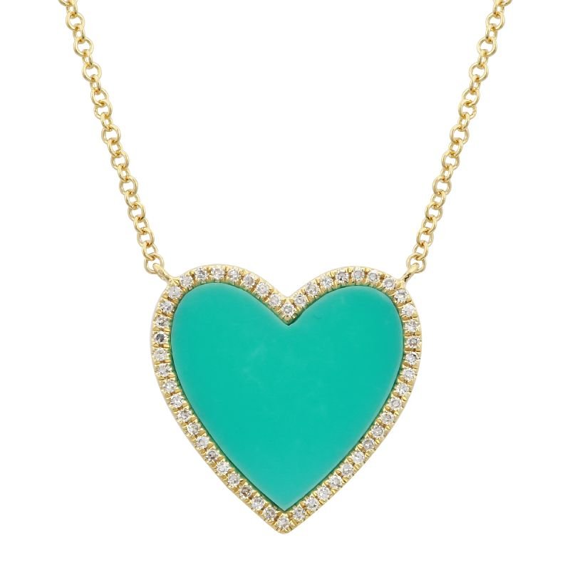 Jai's 14K Yellow Gold Diamond & Turquoise Heart Necklace