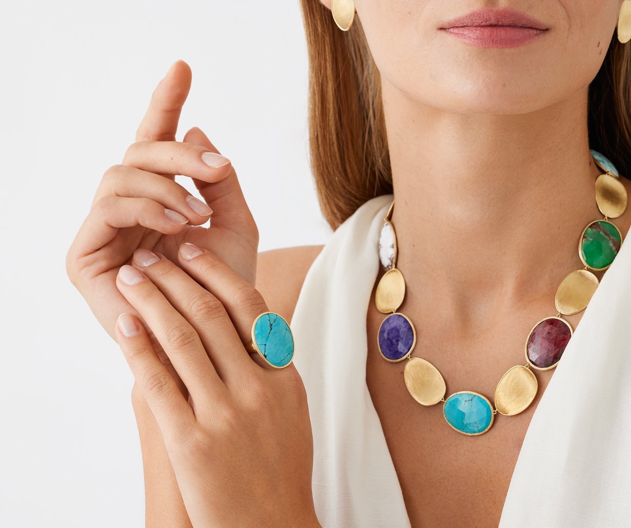 Marco Bicego's 18K Yellow Gold Lunaria Color Mexican Turquoise Ring