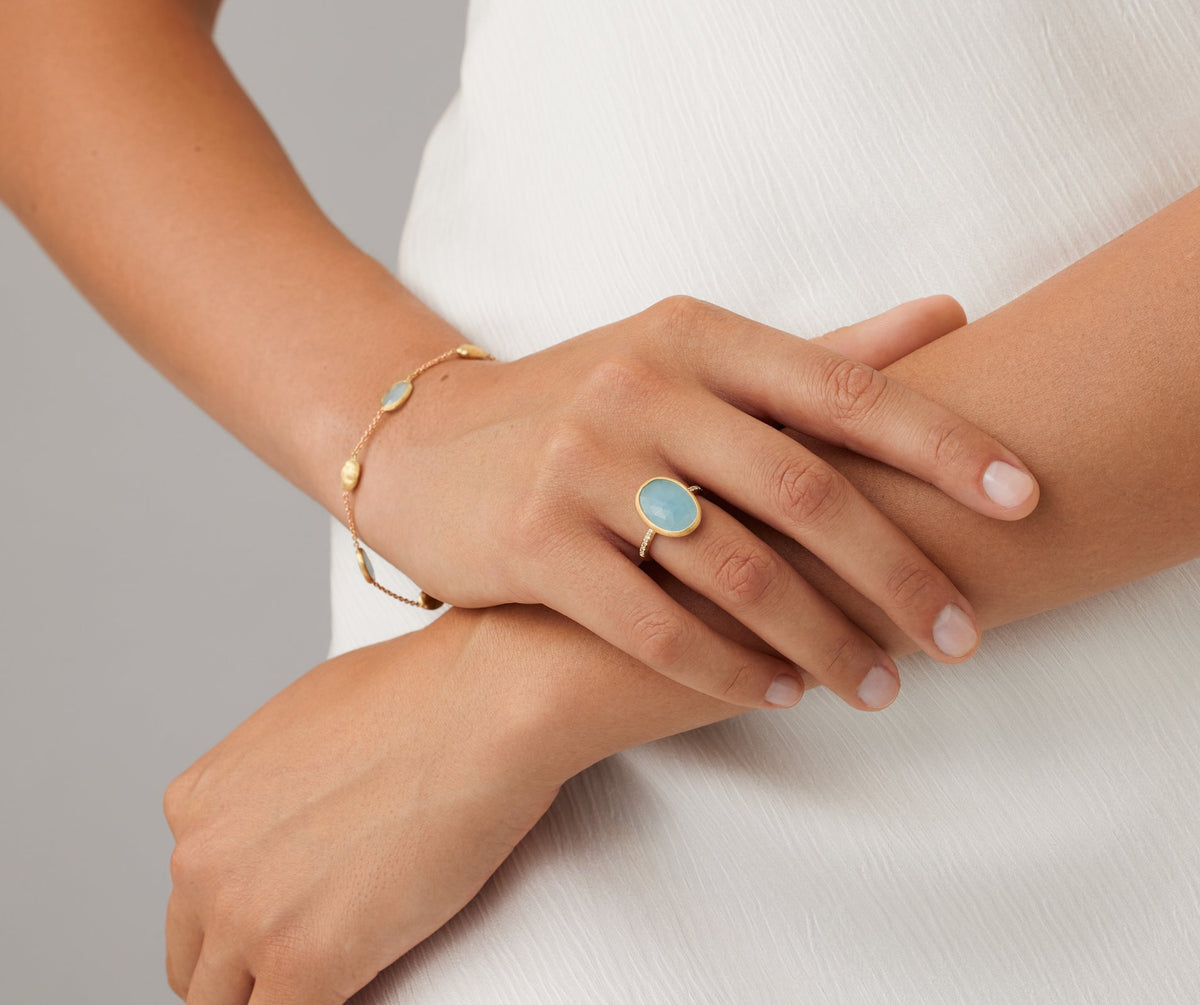 Marco Bicego's 18K Yellow Gold Siviglia Aquamarine & Diamond Ring