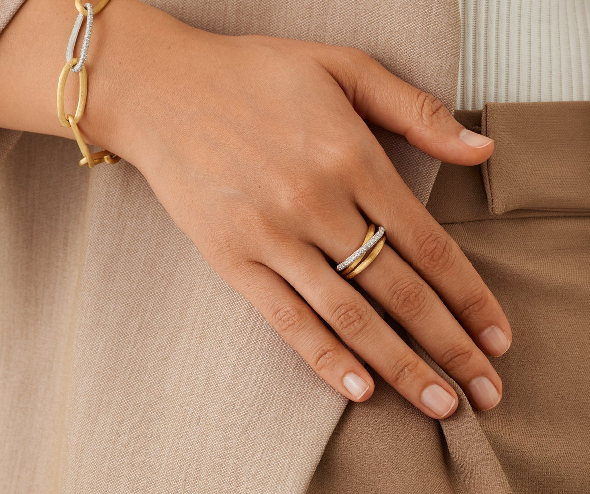 Marco Bicego's 18K Two-tone Jaipur Link Three-strand Diamond Ring