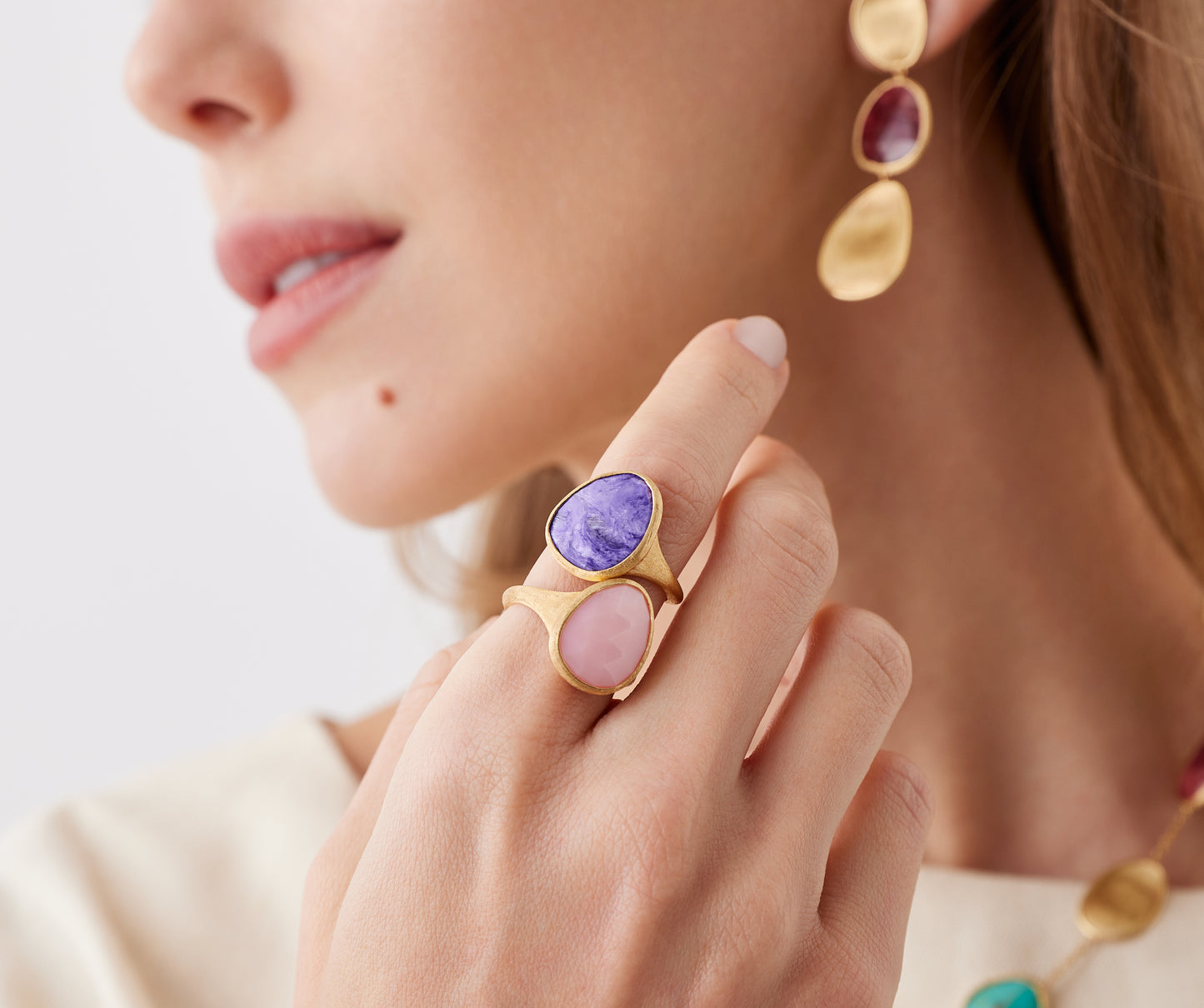 Marco Bicego's 18K Yellow Gold Lunaria Charoite Ring