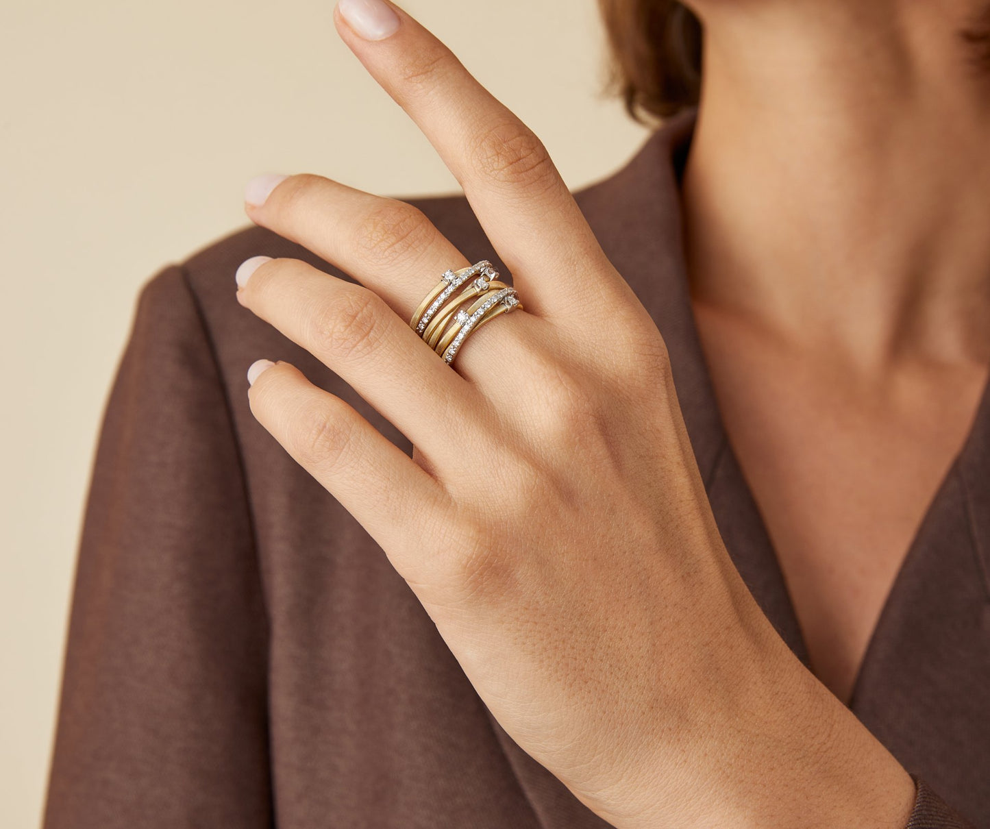 Marco Bicego's 18K Two-tone Goa Seven-row Diamond Ring