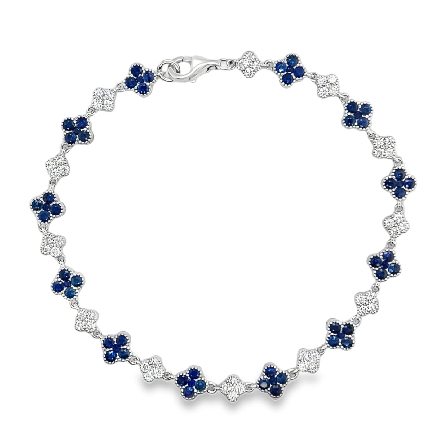 Jai's 18K White Gold Floral Sapphire & Diamond Bracelet