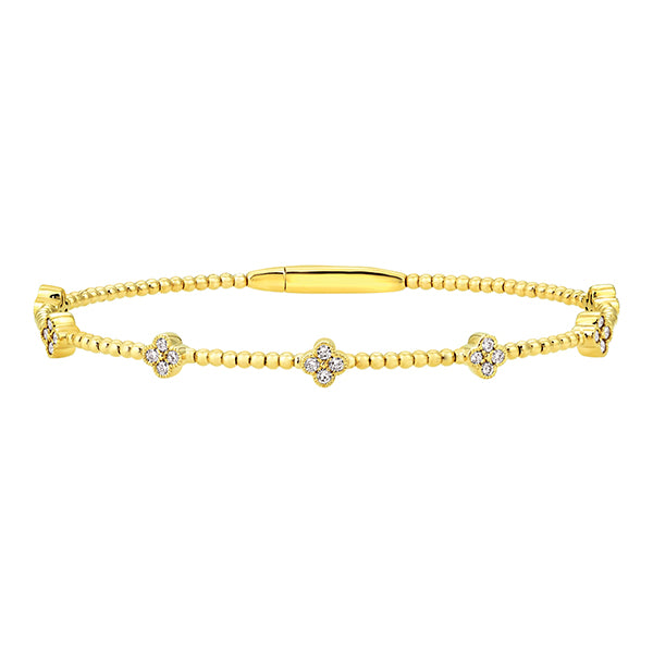 Morris & David's 14K Yellow Gold Diamond Clover Flex Bangle