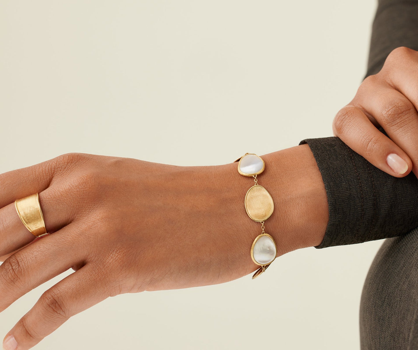 Marco Bicego's 18K Yellow Gold Lunaria Mother-of-Pearl Petal Bracelet