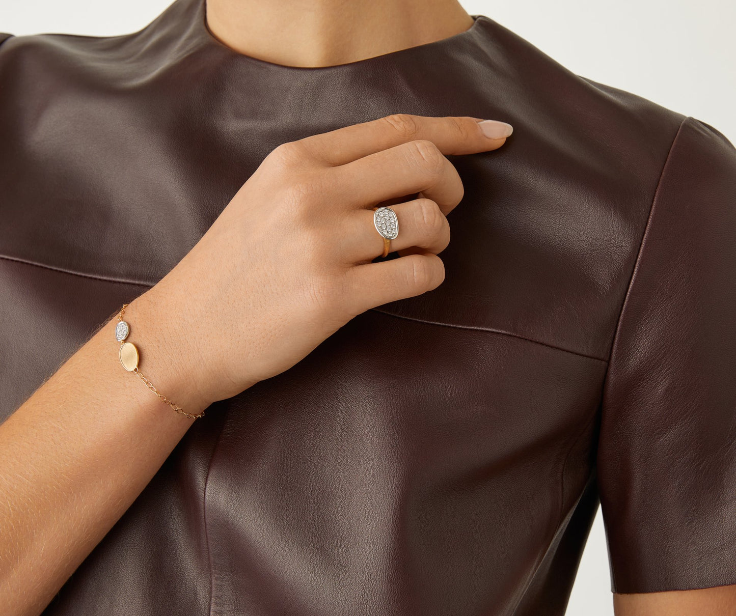 Marco Bicego's 18K Two-tone Lunaria Diamond Petal Bracelet