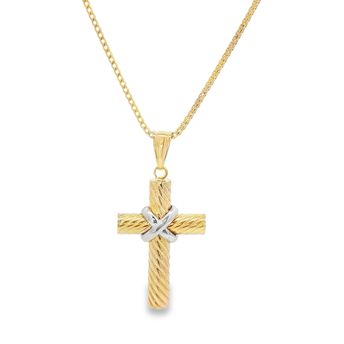 Jai's 14K Two-tone Cable Cross Pendant