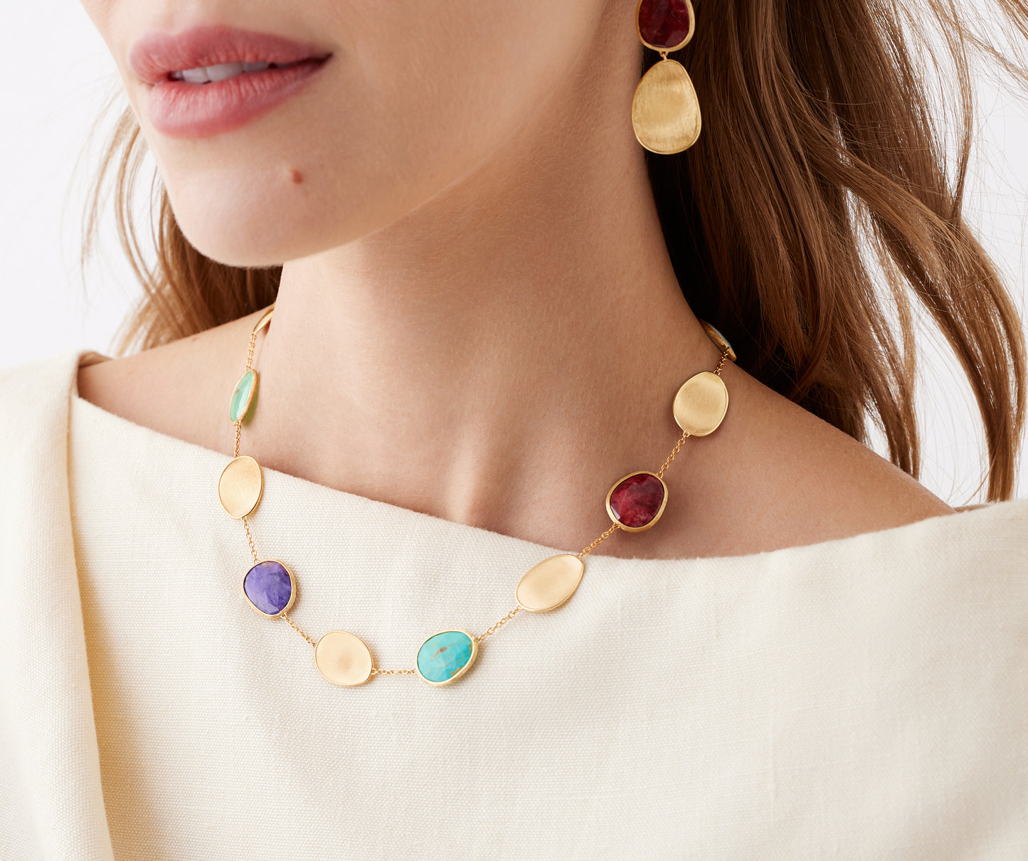 Marco Bicego's 18K Yellow Gold Lunaria Mixed Gemstones Necklace