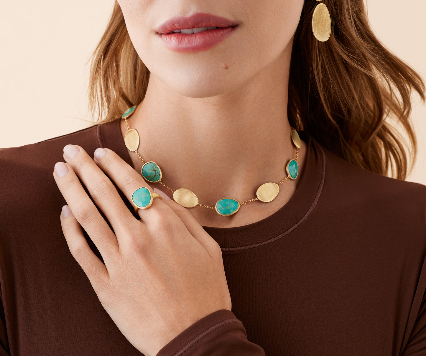 Marco Bicego's 18K Yellow Gold Lunaria Mexican Turquoise Necklace