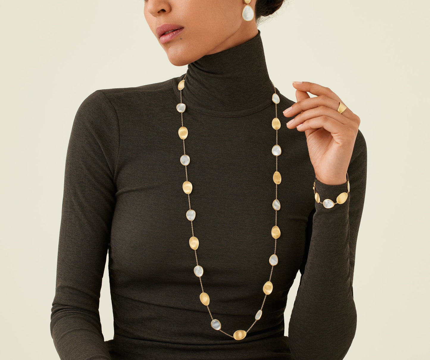 Marco Bicego's 18K Yellow Gold Lunaria Mother-of-Pearl Necklace
