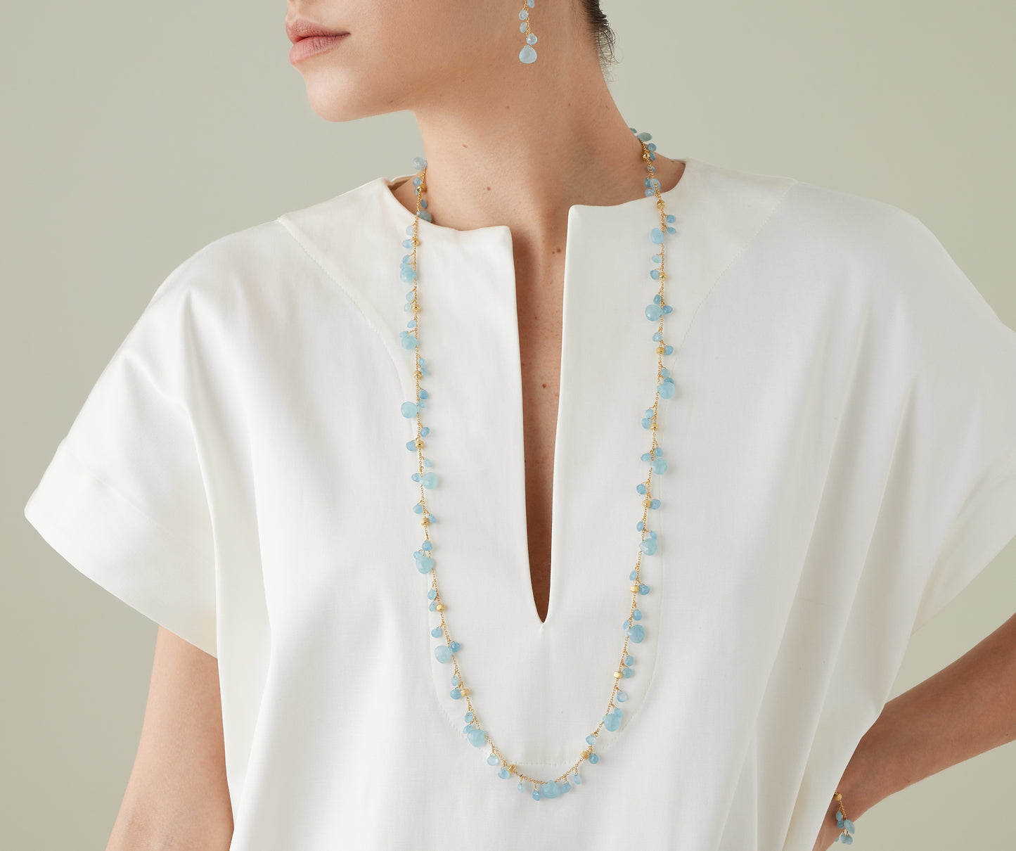 Marco Bicego's 18K Yellow Gold Paradise Aquamarine Necklace