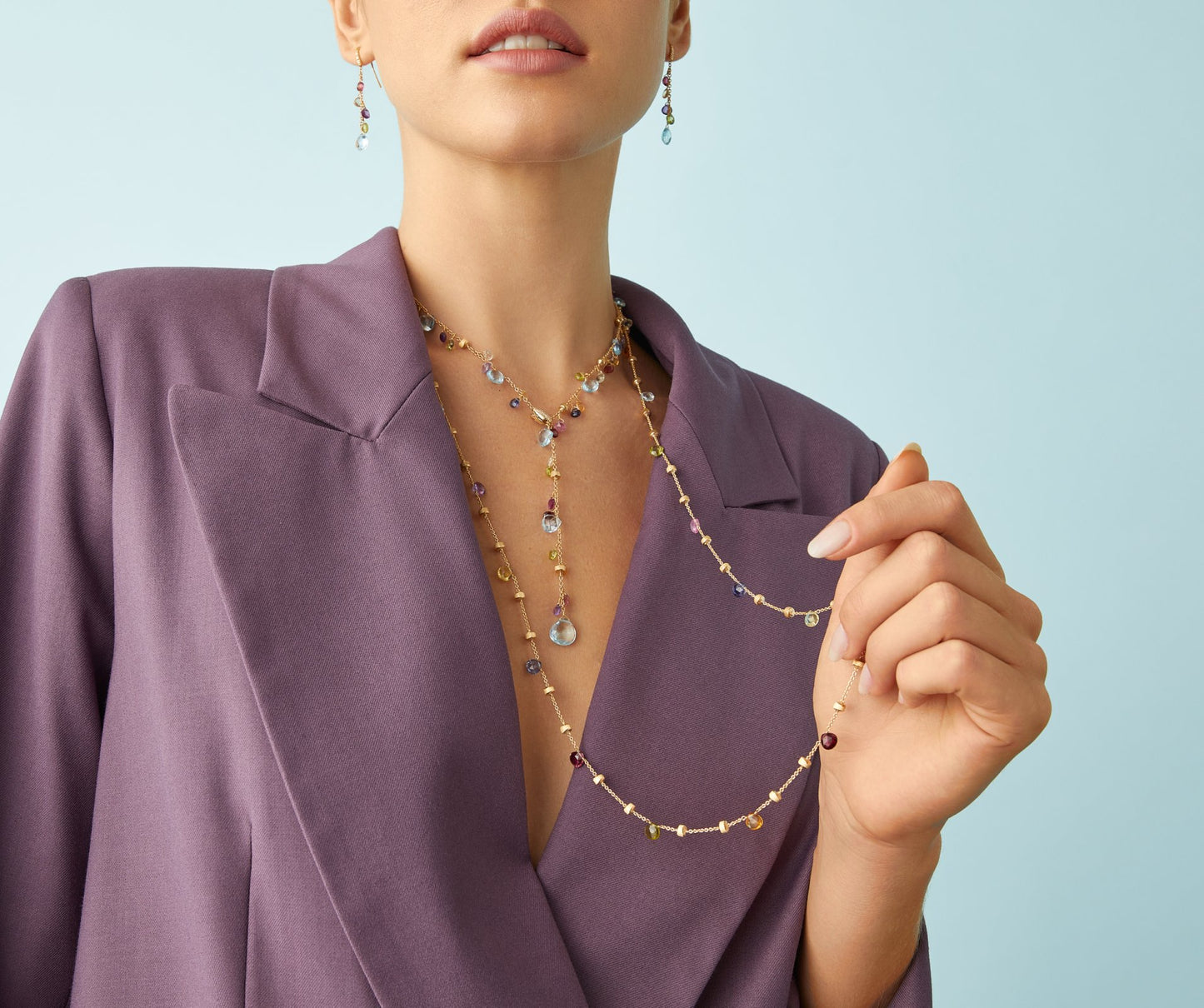 Marco Bicego's 18K Yellow Gold Paradise Gemstone & Diamond Lariat Necklace