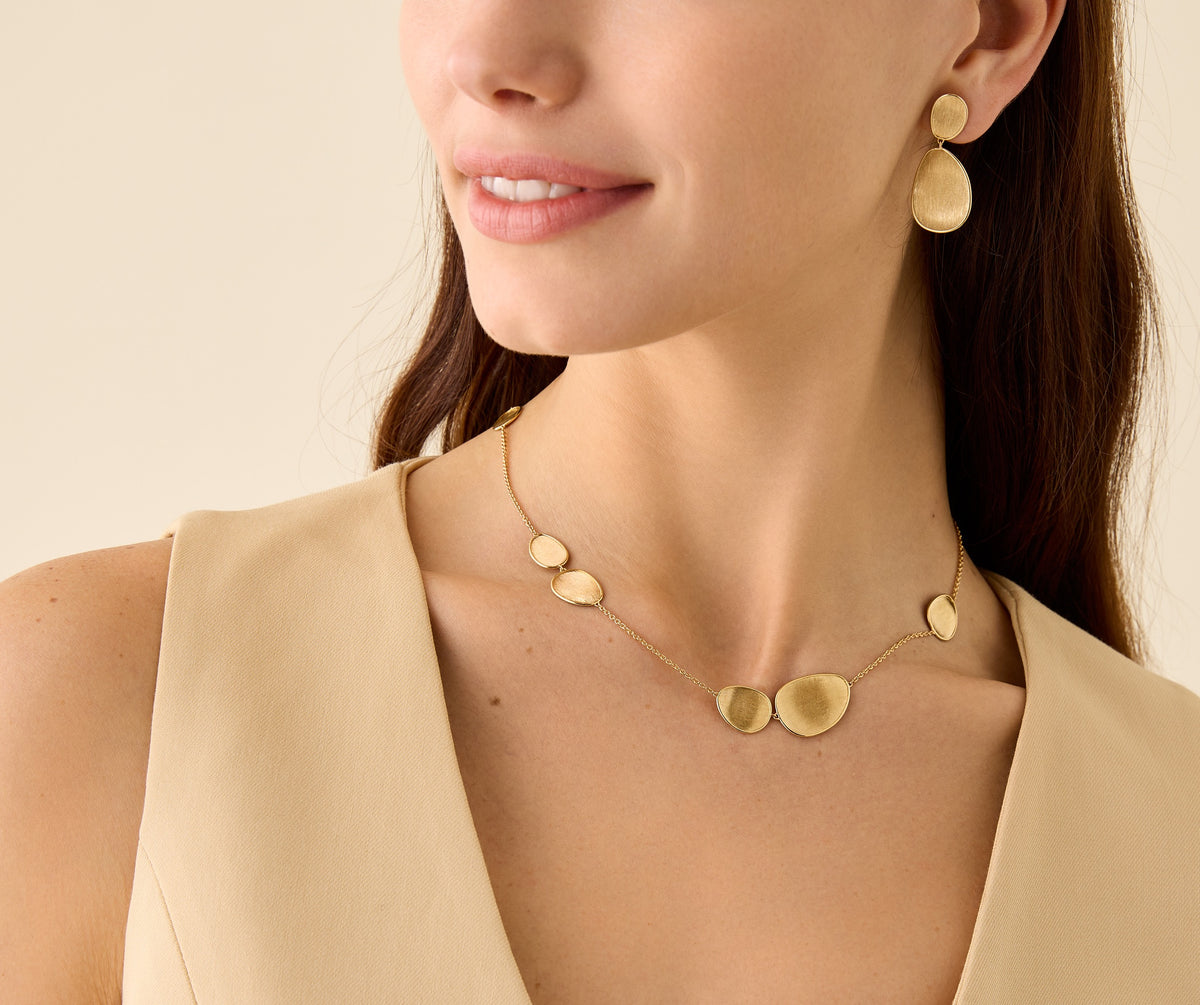 Marco Bicego's 18K Yellow Gold Lunaria Satin Petal Necklace