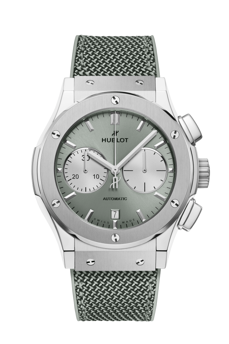 Hublot's Classic Fusion Chronograph Titanium Sage Green with Green Dial