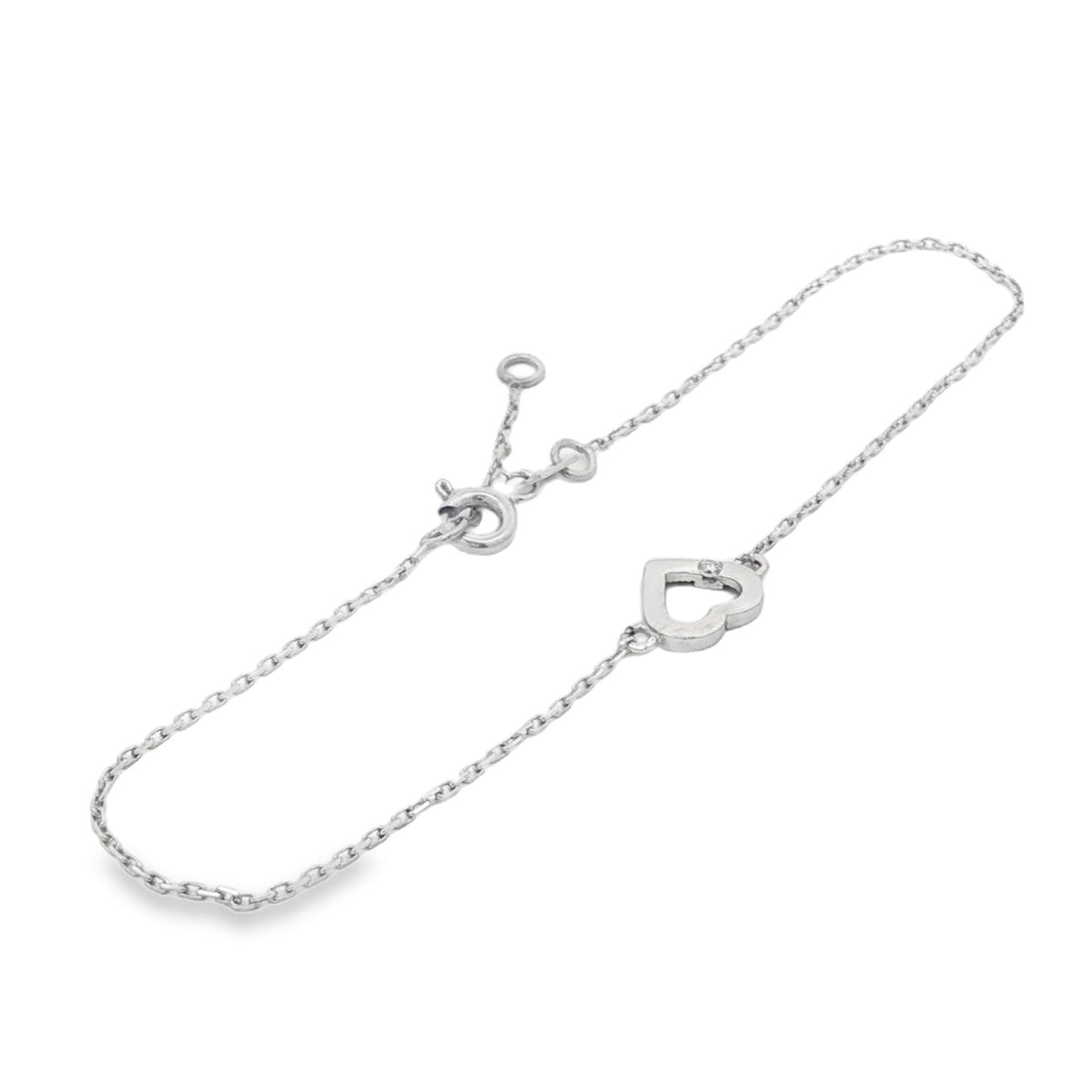 Jai's 14K White Gold Diamond Heart Bracelet