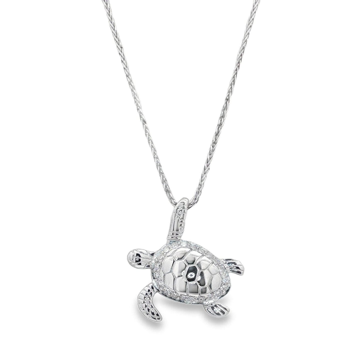 Jai's 14K White Gold Diamond Turtle Pendant