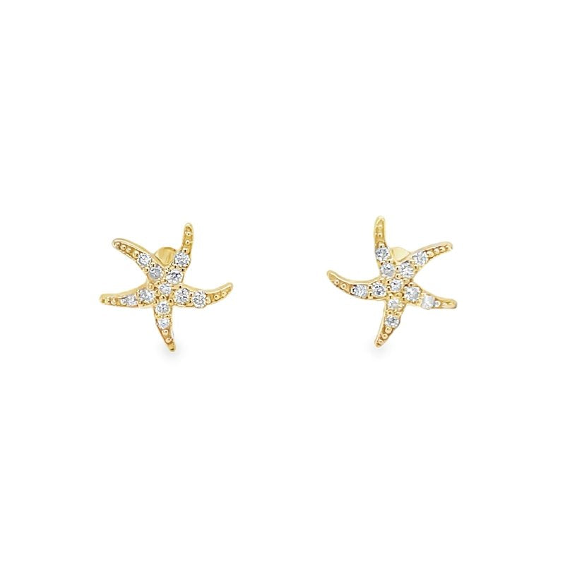 Jai's 14K Yellow Gold Diamond Starfish Studs