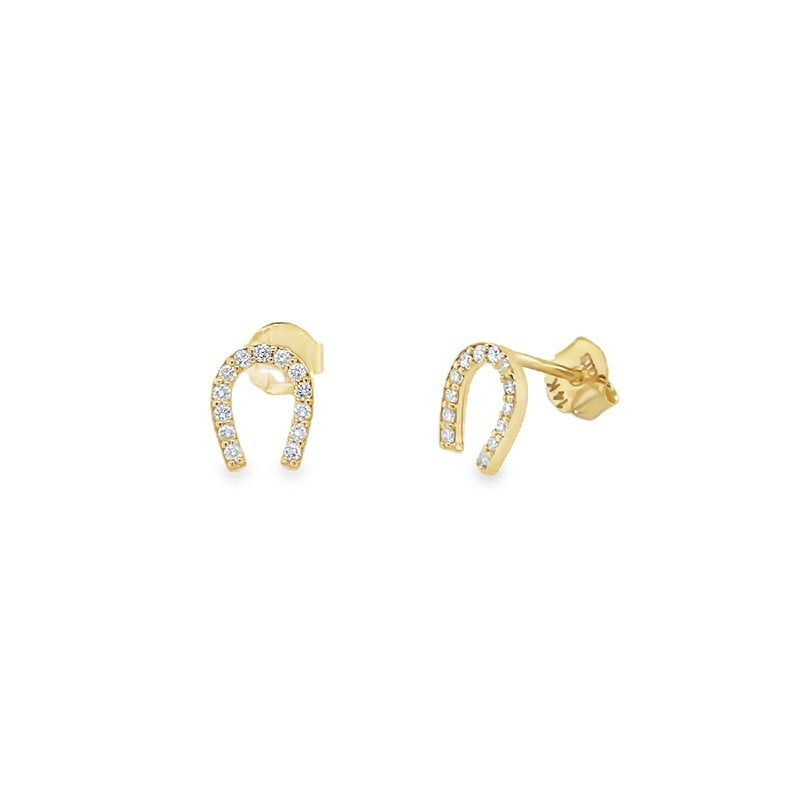 Jai's 14K Yellow Gold Diamond Horseshoe Studs