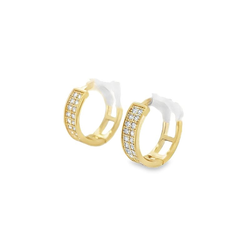 Jai's 14K Yellow Gold Two-row Diamond Huggies