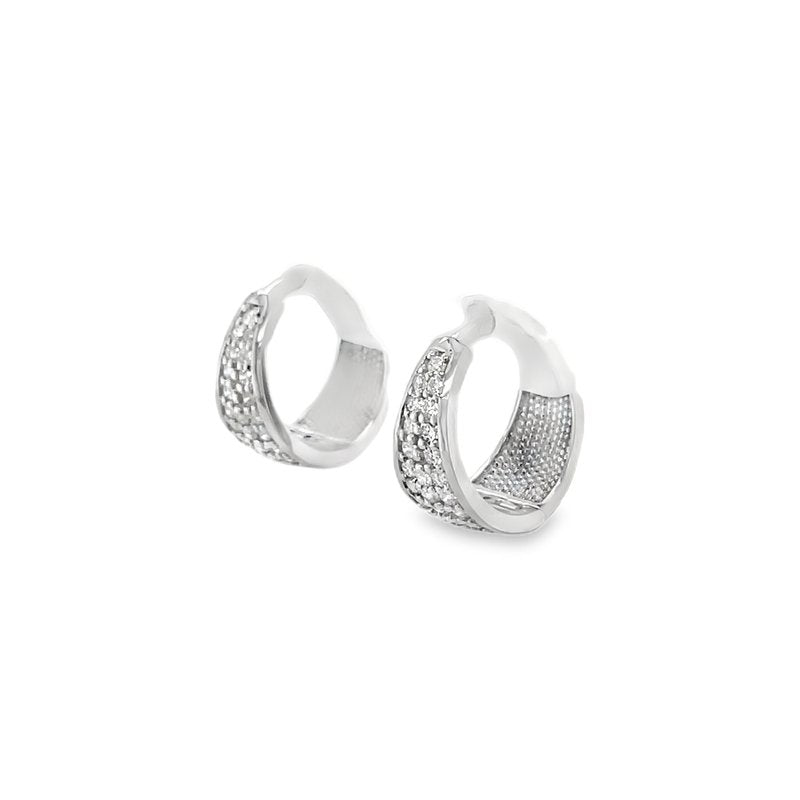 Jai's 14K White Gold Thick Pave Diamond Huggies