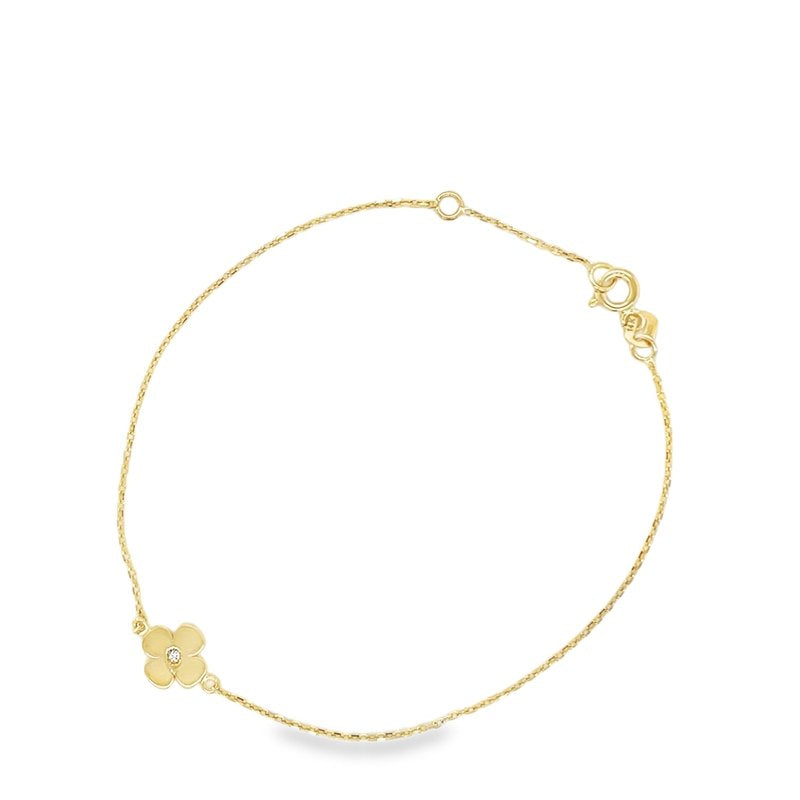 Jai's 14K Yellow Gold Diamond Clover Bracelet
