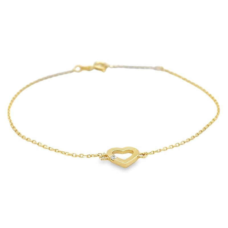 Jai's 14K Yellow Gold Diamond Heart Bracelet