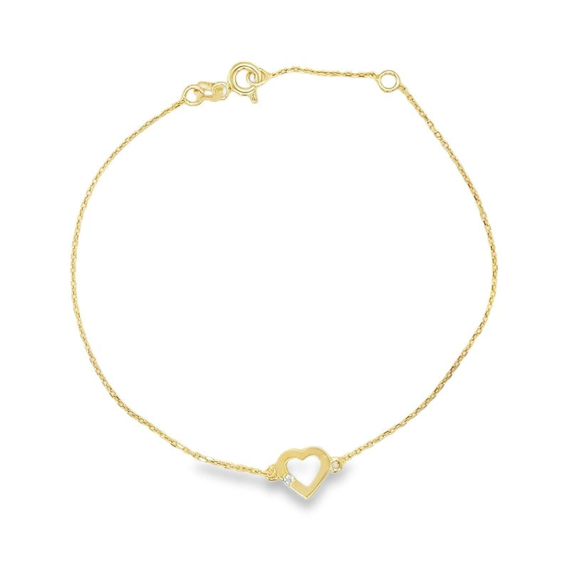 Jai's 14K Yellow Gold Diamond Heart Bracelet