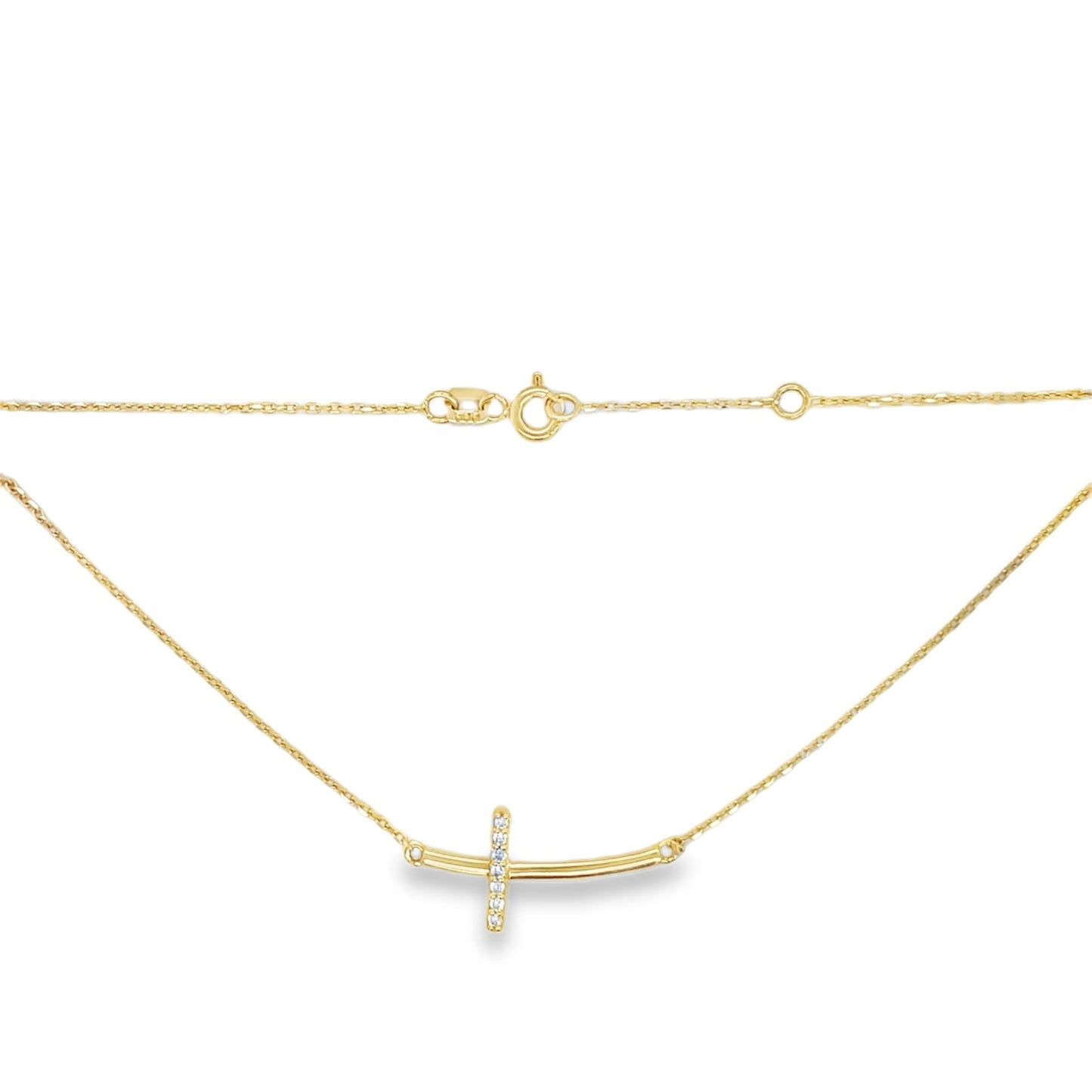 Jai's 14K Yellow Gold Medium Diamond Cross Necklace