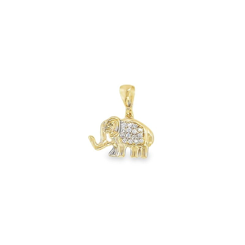 Jai's 14K Yellow Gold Diamond Elephant Pendant