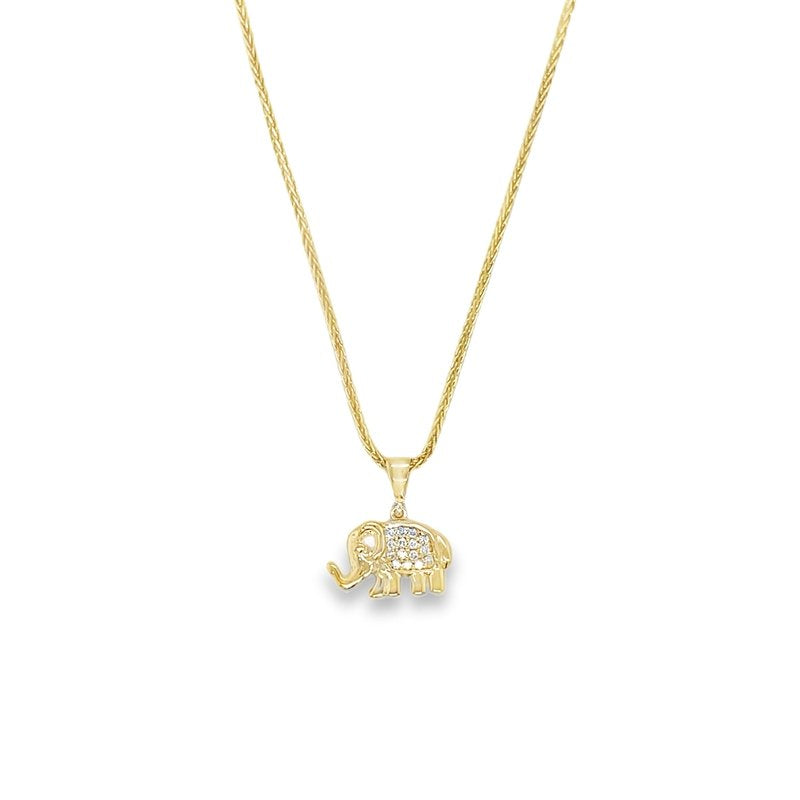 Jai's 14K Yellow Gold Diamond Elephant Pendant