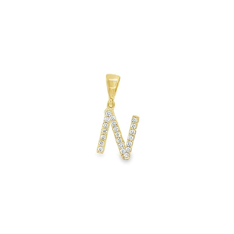 Jai's 14K Yellow Gold Diamond Initial N Pendant
