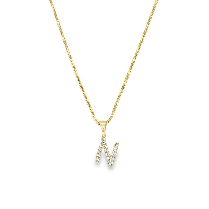 Jai's 14K Yellow Gold Diamond Initial N Pendant
