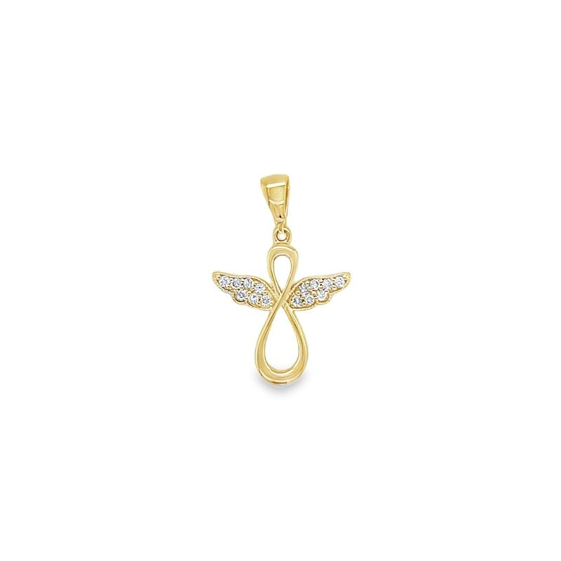 Jai's 14K Yellow Gold Diamond Infinity Angel Pendant