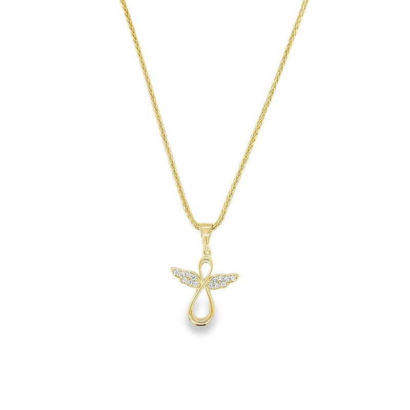 Jai's 14K Yellow Gold Diamond Infinity Angel Pendant
