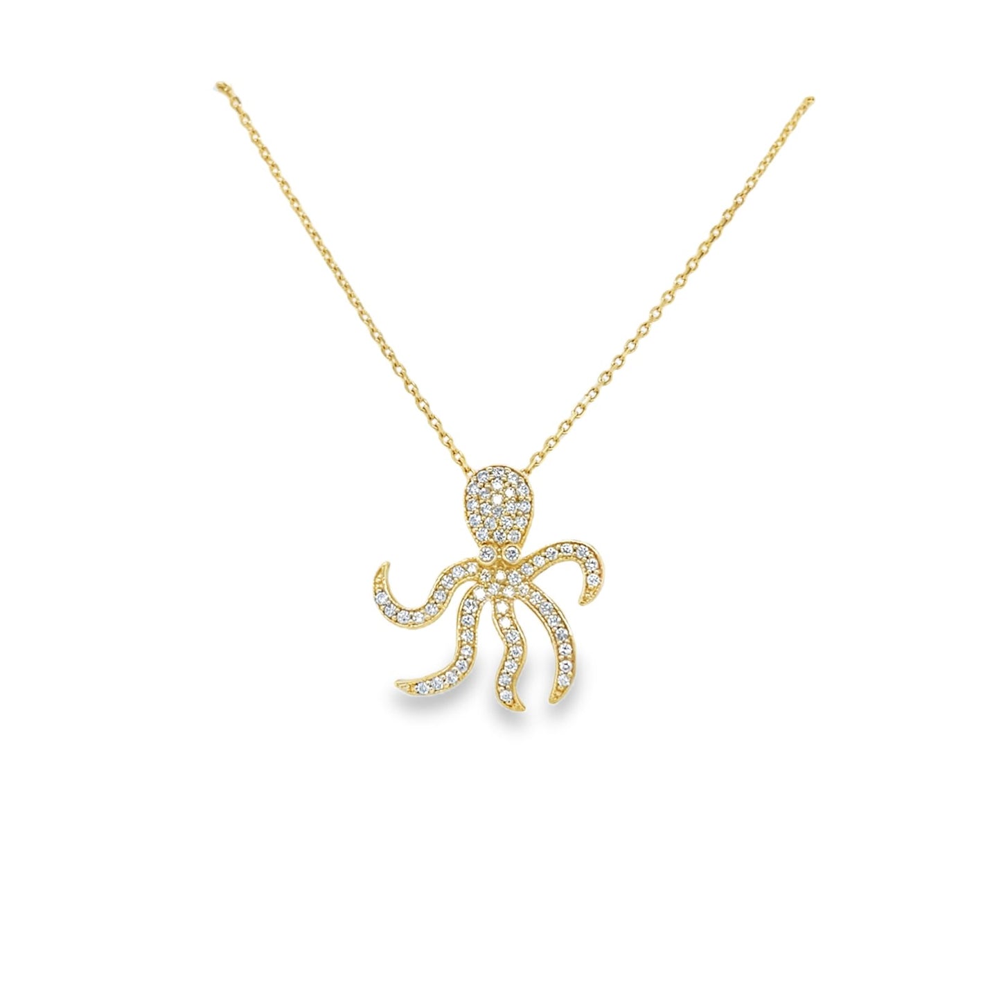 Jai's 14K Yellow Gold Diamond Octopus Pendant
