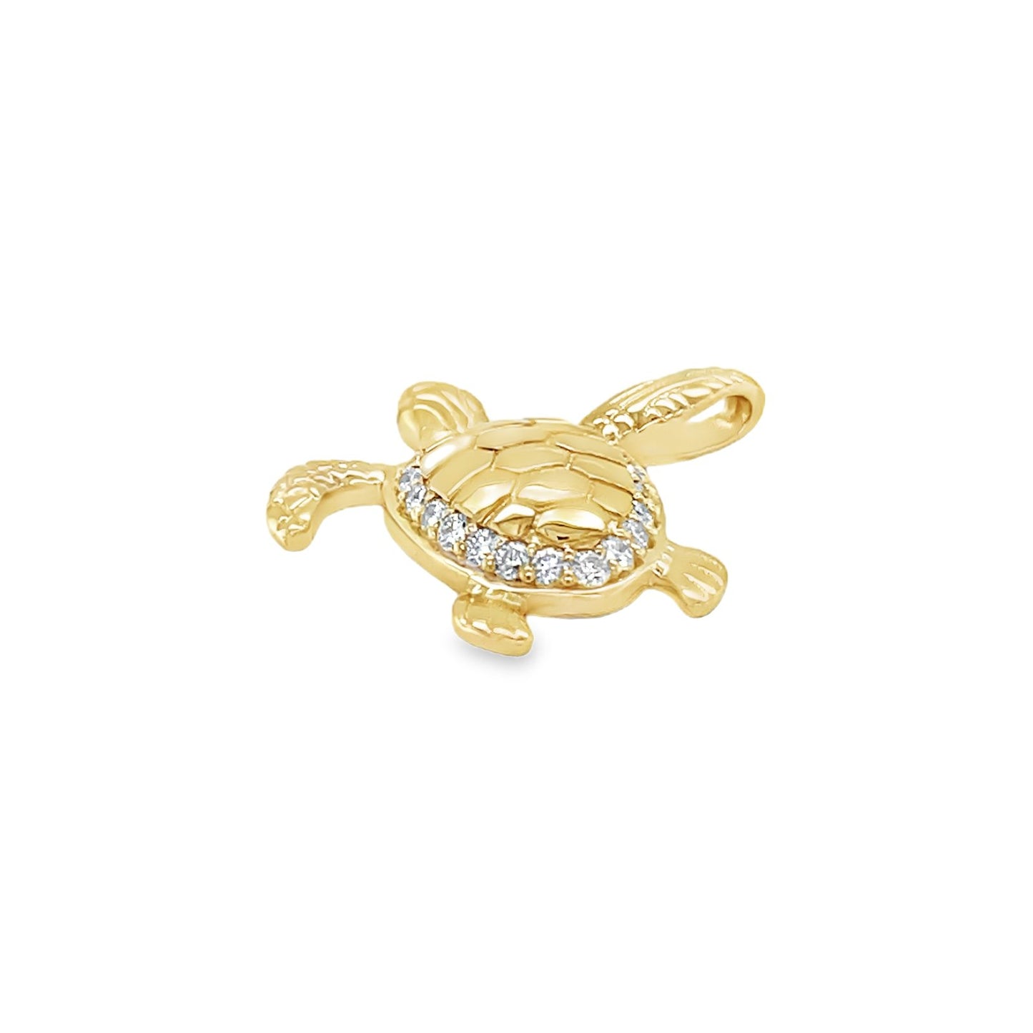 Jai's 14K Yellow Gold Diamond Turtle Pendant