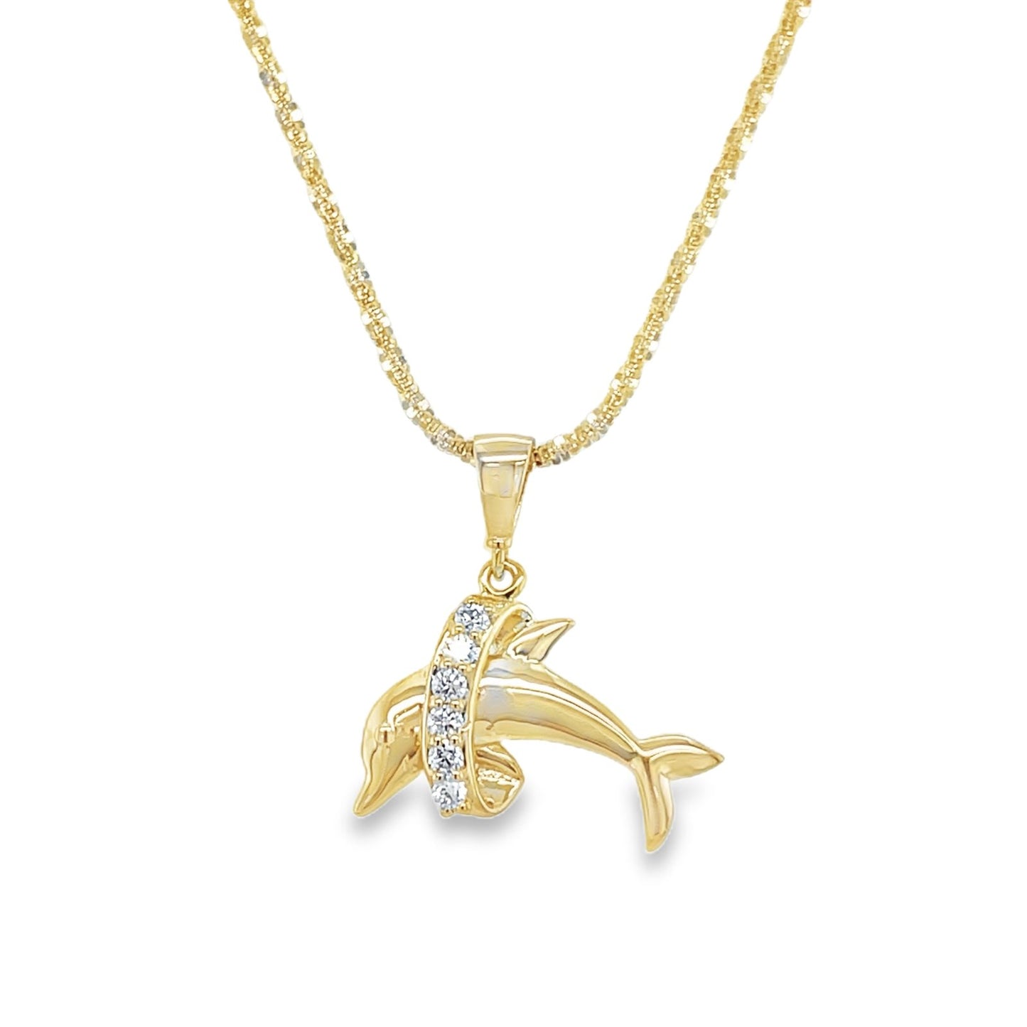 Jai's 14K Yellow Gold Diamond Dolphin Pendant