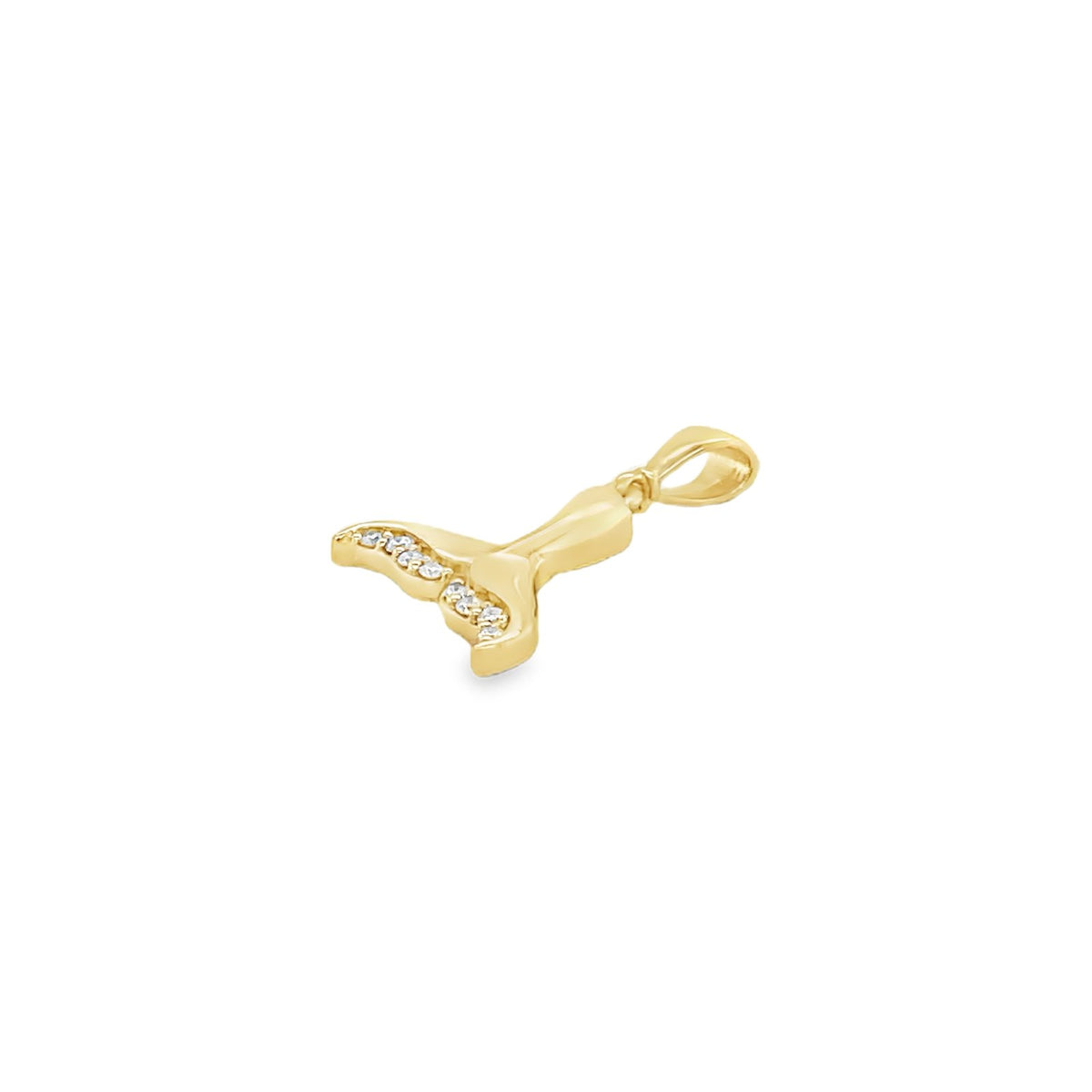 Jai's 14K Yellow Gold Diamond Whale Tail Pendant