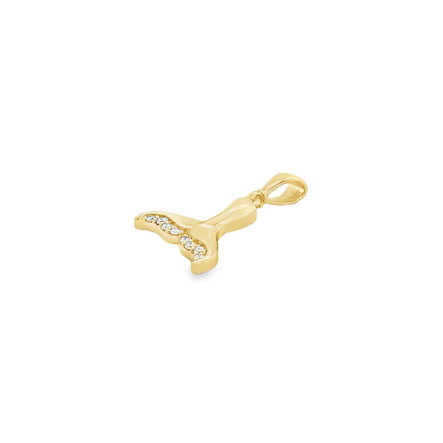 Jai's 14K Yellow Gold Diamond Whale Tail Pendant