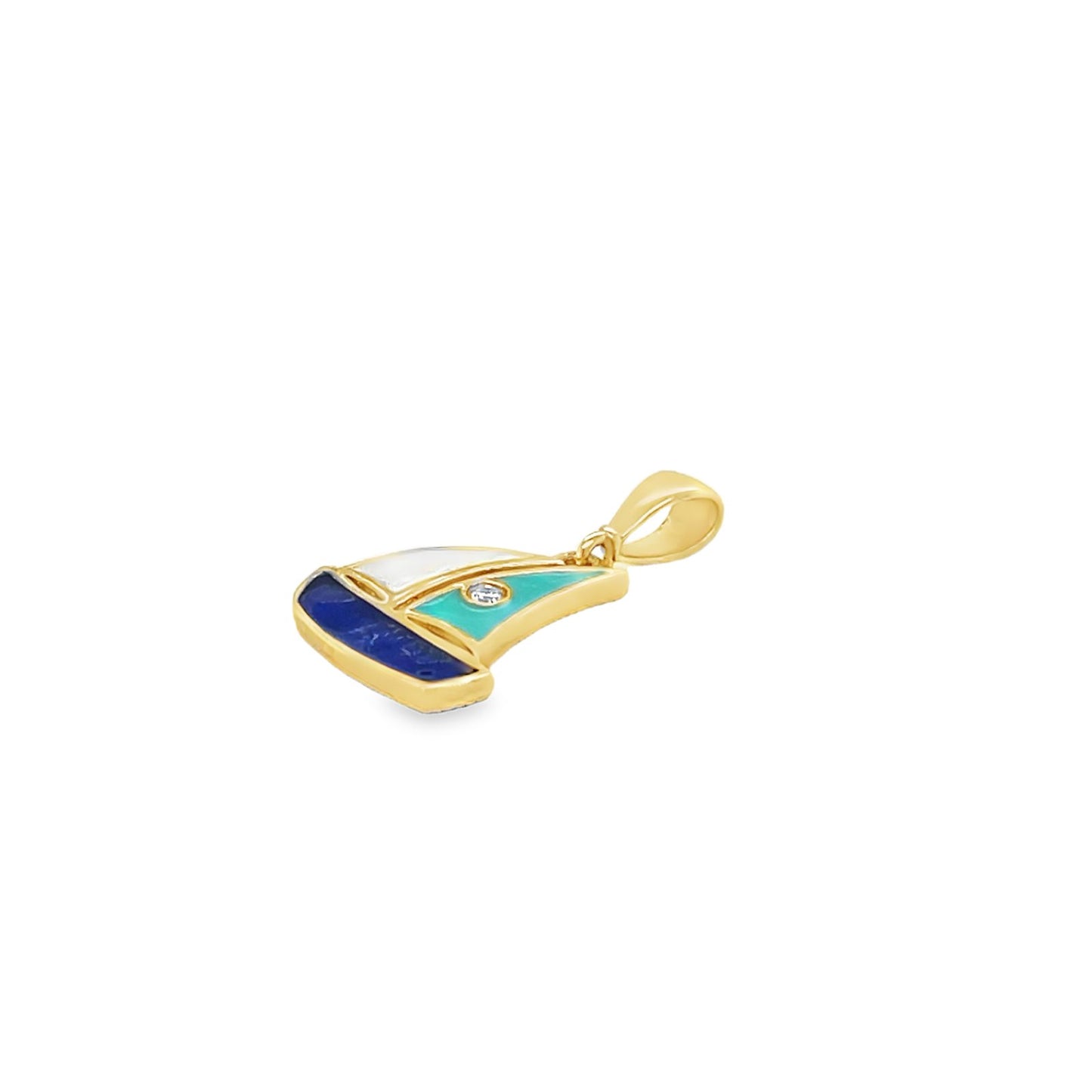 Jai's 14K Yellow Gold Diamond Sailboat Pendant