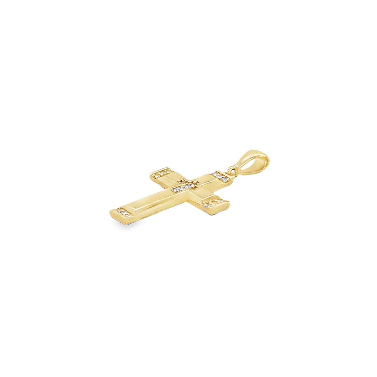 Jai's 14K Yellow Gold Diamond Cross Pendant
