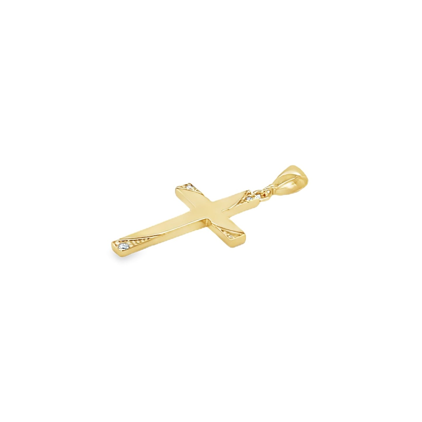 Jai's 14K Yellow Gold Diamond Cross Pendant