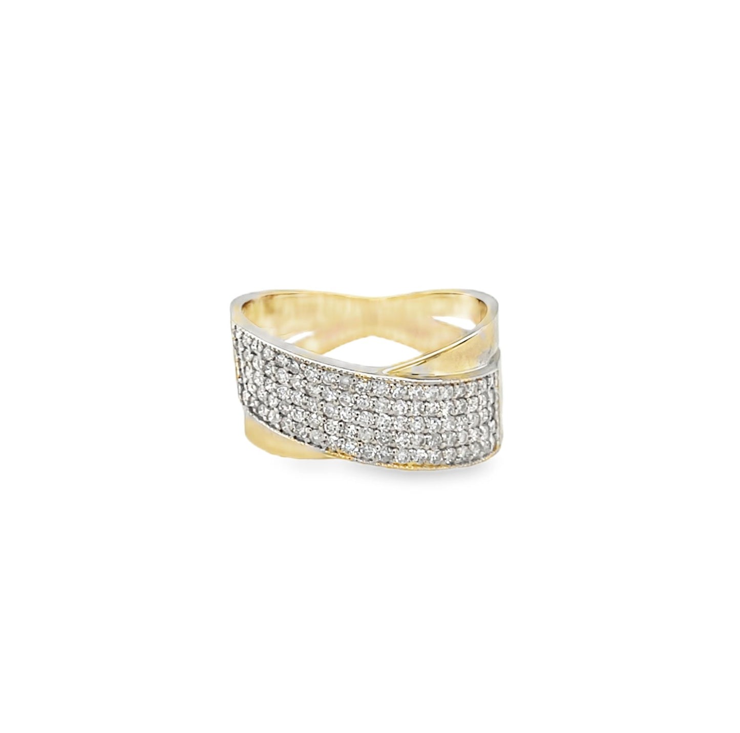 Jai's 14K Yellow Gold Wide Diamond Overlapping Ring