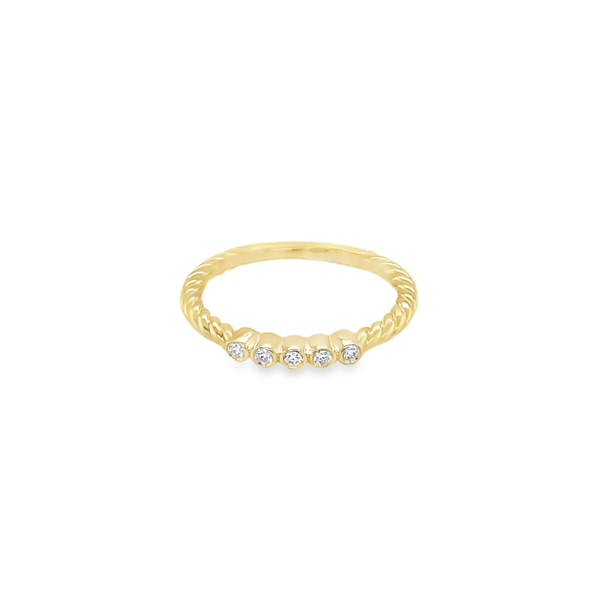 Jai's 14K Yellow Gold Petite Twisted Diamond Ring