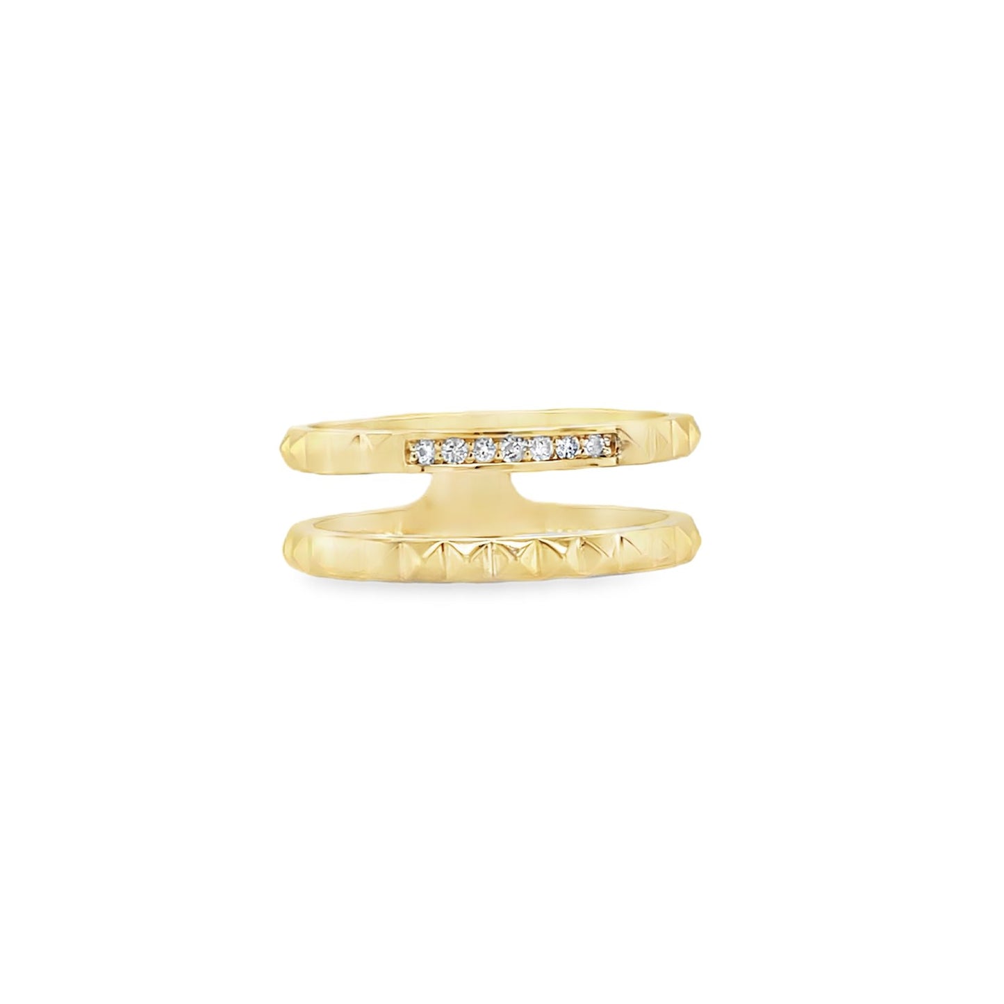 Jai's 14K Yellow Gold Diamond Open Two-row Ring