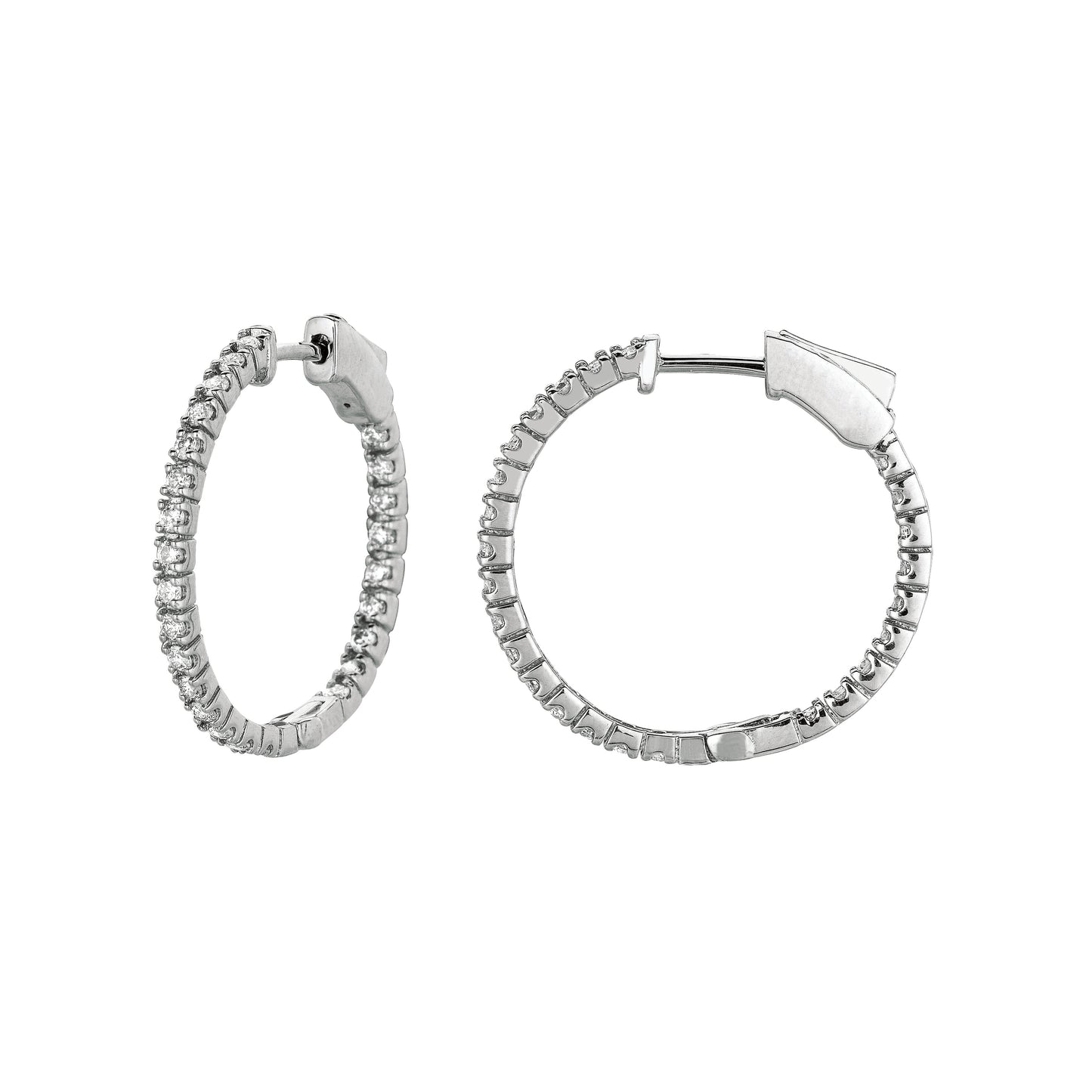 Morris & David's 14K White Gold Petite 1-carat Diamond Hoops