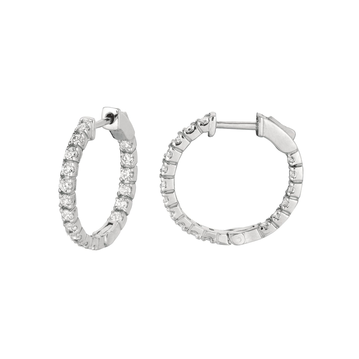Morris & David's 14K White Gold Petite 1-carat Diamond Inside-out Hoops