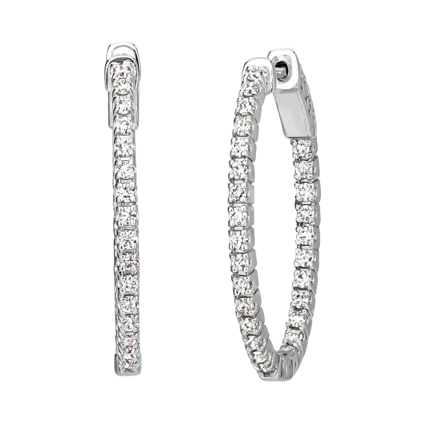 Morris & David's 14K White Gold 1-carat Diamond Inside-out Hoops