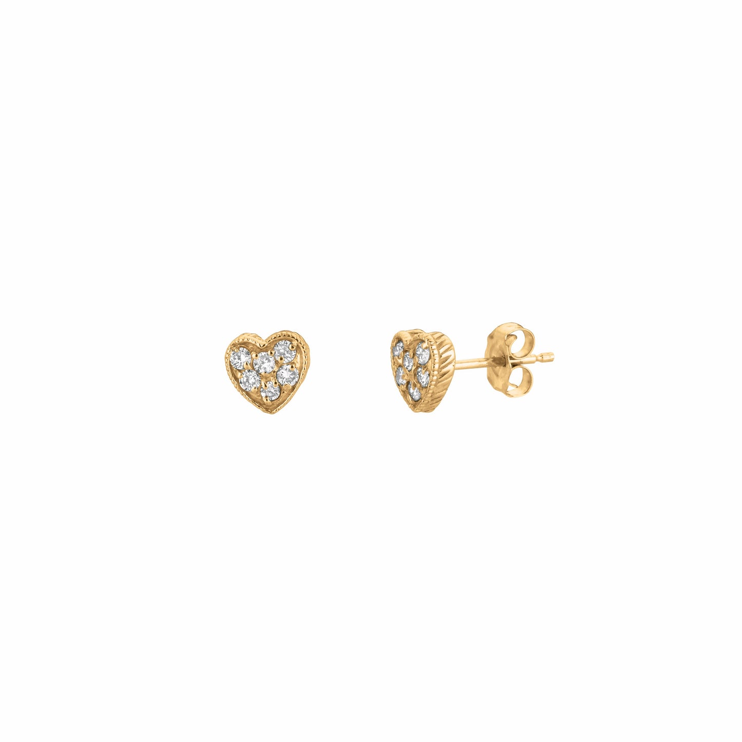 Morris & David's 14K Yellow Gold Diamond Heart Studs